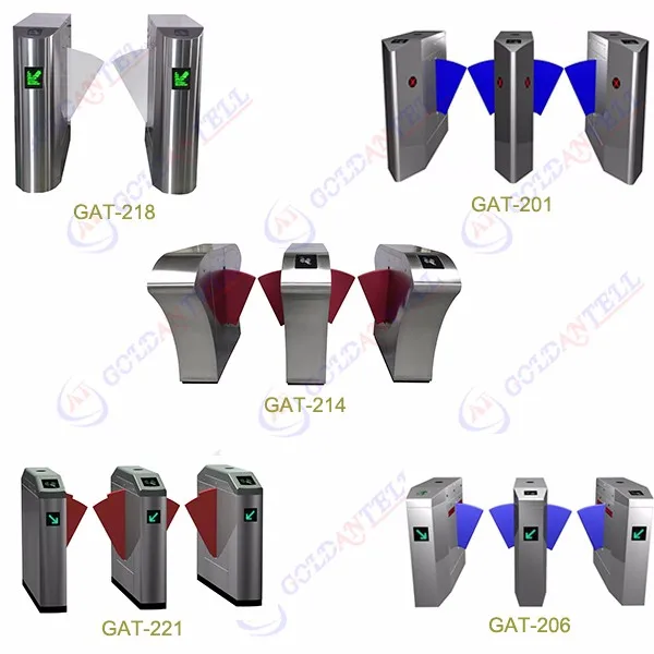 304 Stainless Steel Flap Turnstile with Brushed Motor and LED Light Color Optional for Attendance Record