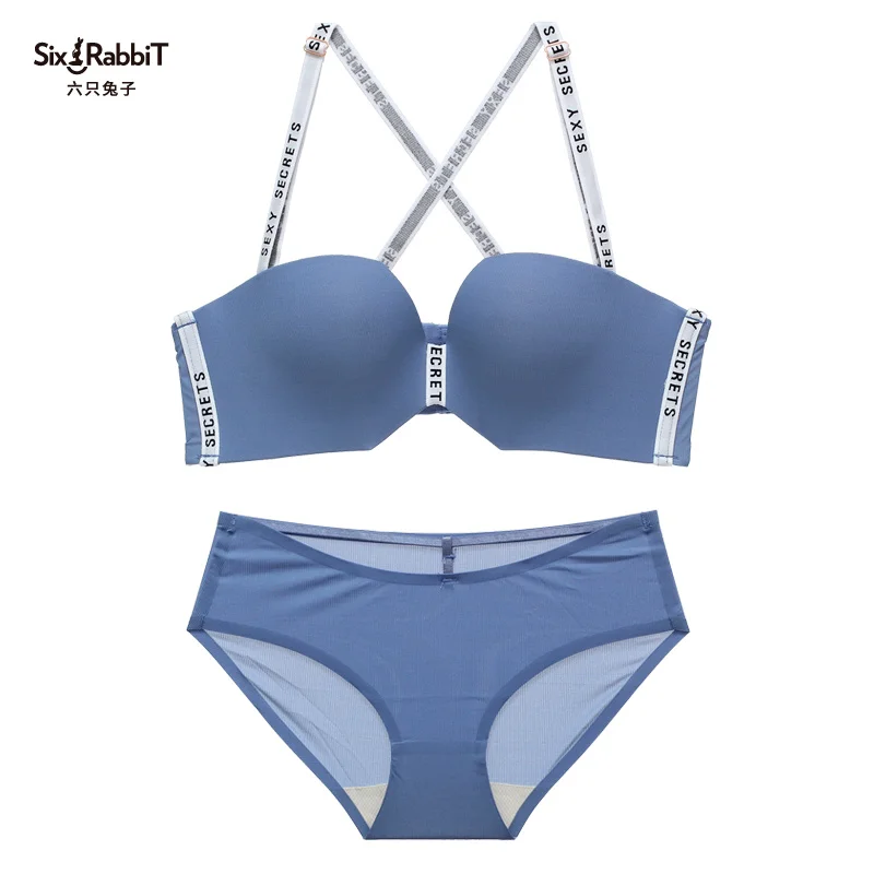 

SIX RABBIT hot girl women sexy ladies breathable wireless seamless push up padded bra and belt decoration seamless panties set