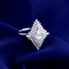 Unique design double 5x5mm triangle cut center moissanite diamond 14k white gold engagement ring