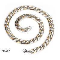 

PSL057 316L Stainless Steel miami cuban link chain chain in two tone colors silver and gold cuban link chain