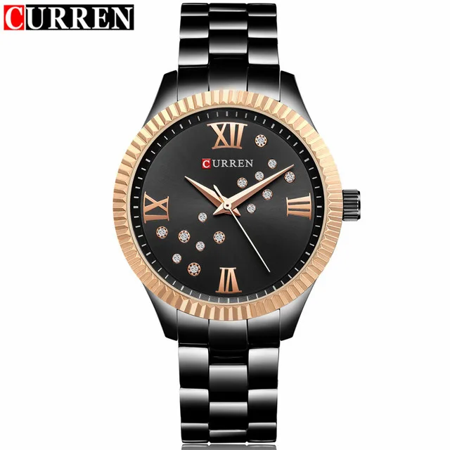 

CURREN 9009 Watch Women Top Brand Luxury Watch Rhinestone Clock Dress Ladies Quartz Wristwatches Reloj Mujer, 5 colors