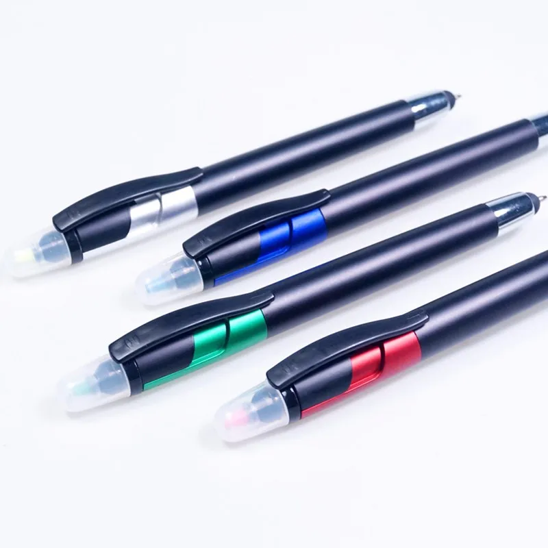 Wholesale 3 in 1 ball pen with highlighter and stylus can printing logo