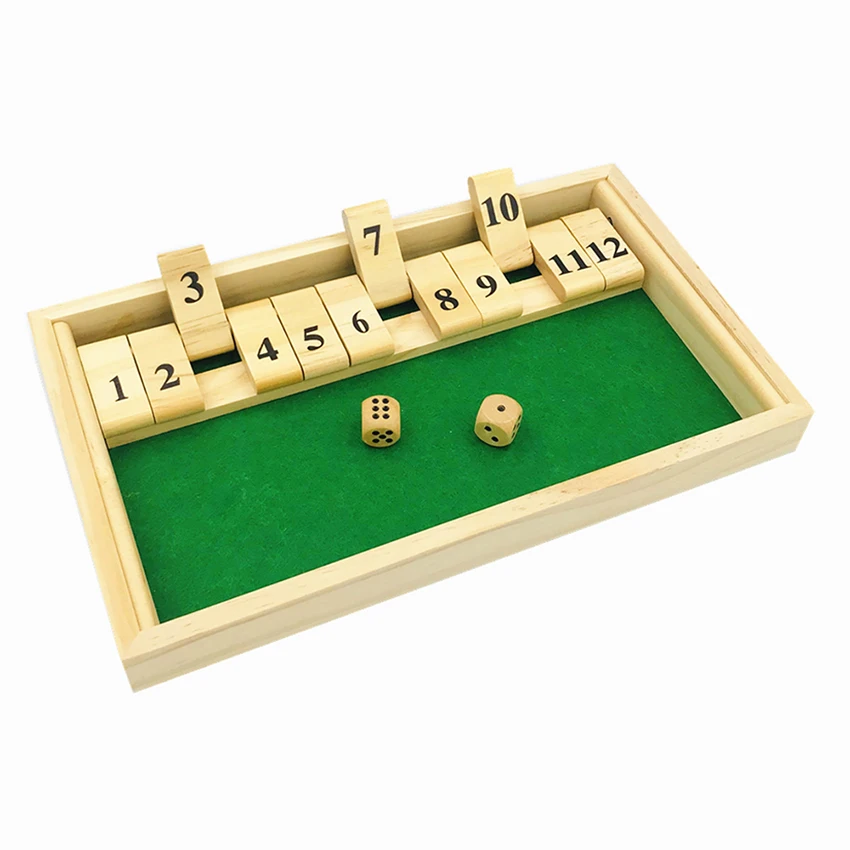 

YUANHE Wood Deluxe 12 Number Shut The Box Dice Board Game, Nature wood