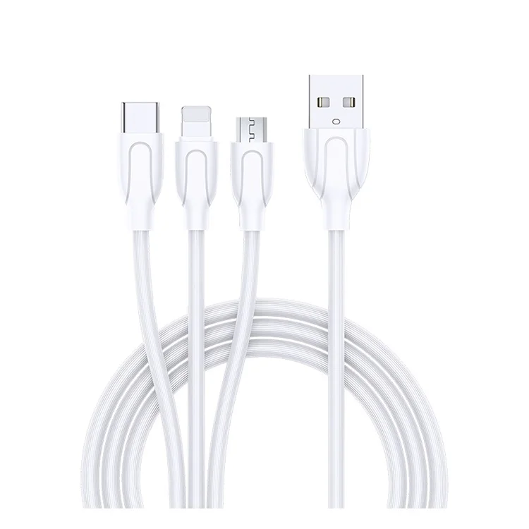 

Joyroom new product ideas 2019 1.2m 3A usb 3 in 1 cable usb charge multiple phone usb cable, White/black