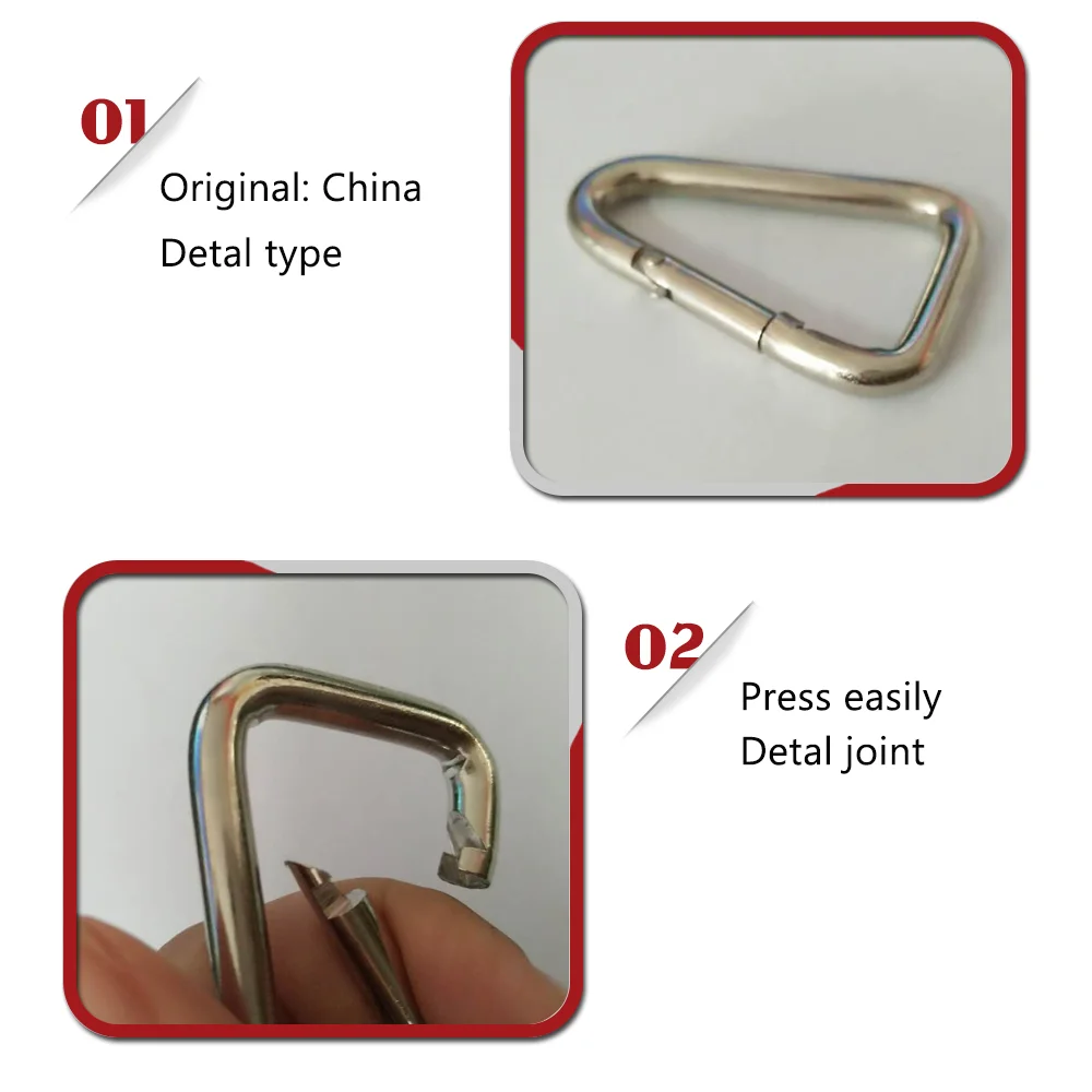 BT-2480 Hardware Metal Triangle Delta Snap Hook 5mm Steel Carabiner Snap Hook