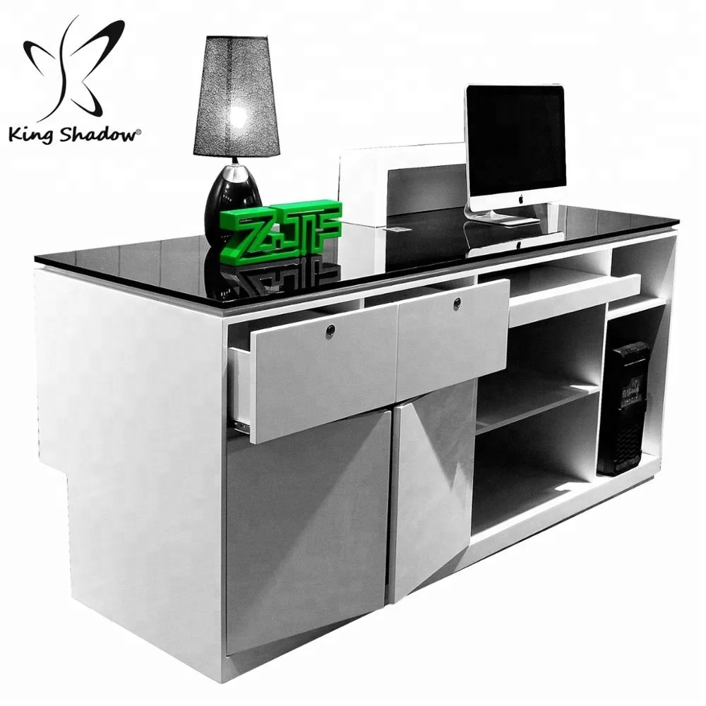 

Salon furniture reception white desk reception desk cash counter table design #0027R