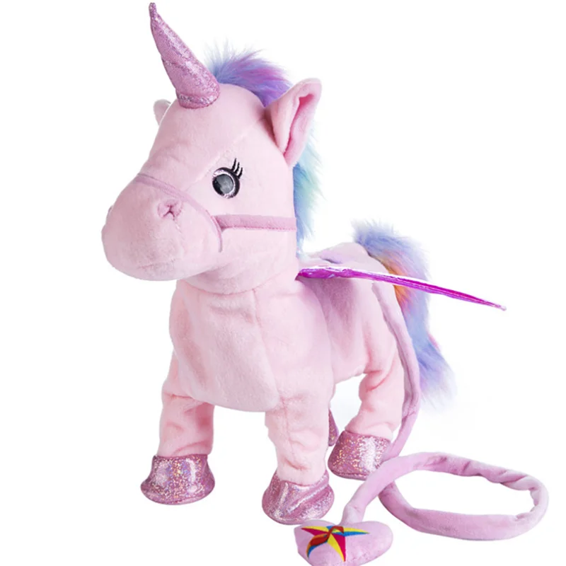 

Hot selling 2019 stuffed animal big eyes plush unicorn toy musical plush walking unicorn toy, Pink, blue, white