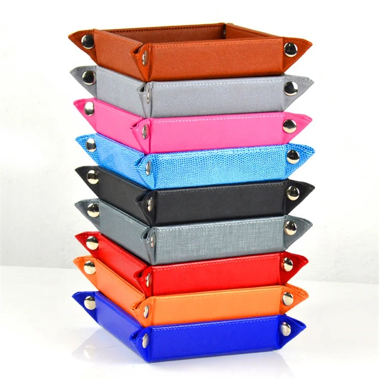 

Creative Square Wholesale Multipurpose PU Leather Home Storage Tray, Black;red;brown;orange;blue or any color