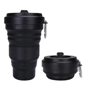 Image of New product 2019 550ml modern black Travel collapsible camping coffee cup with logo
