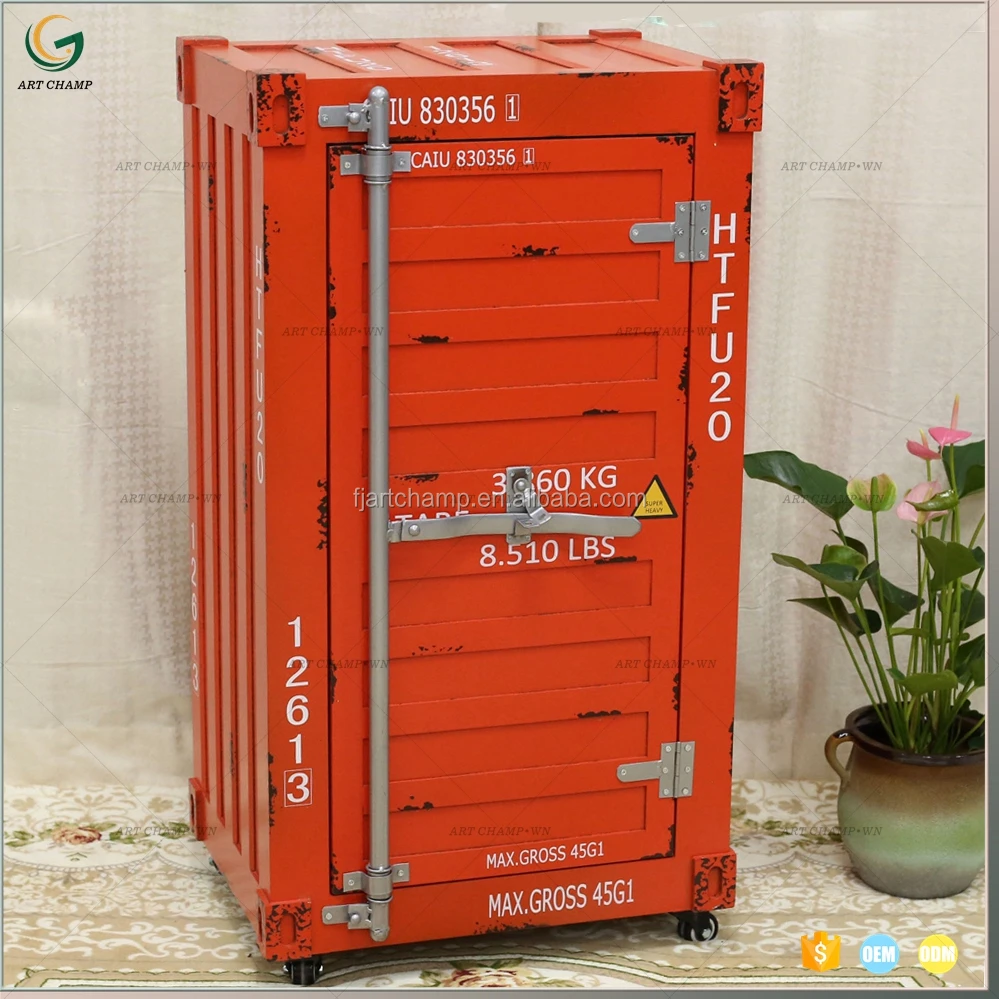 Industrial Container Design Orange Wooden Apothecary Cabinet Buy