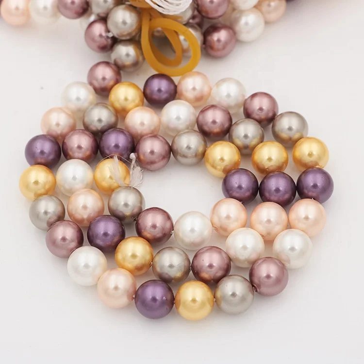 

8mm 10mm multi gold purple loose pearl whole drilled shell pearl for necklace bracelet DIY, N/a