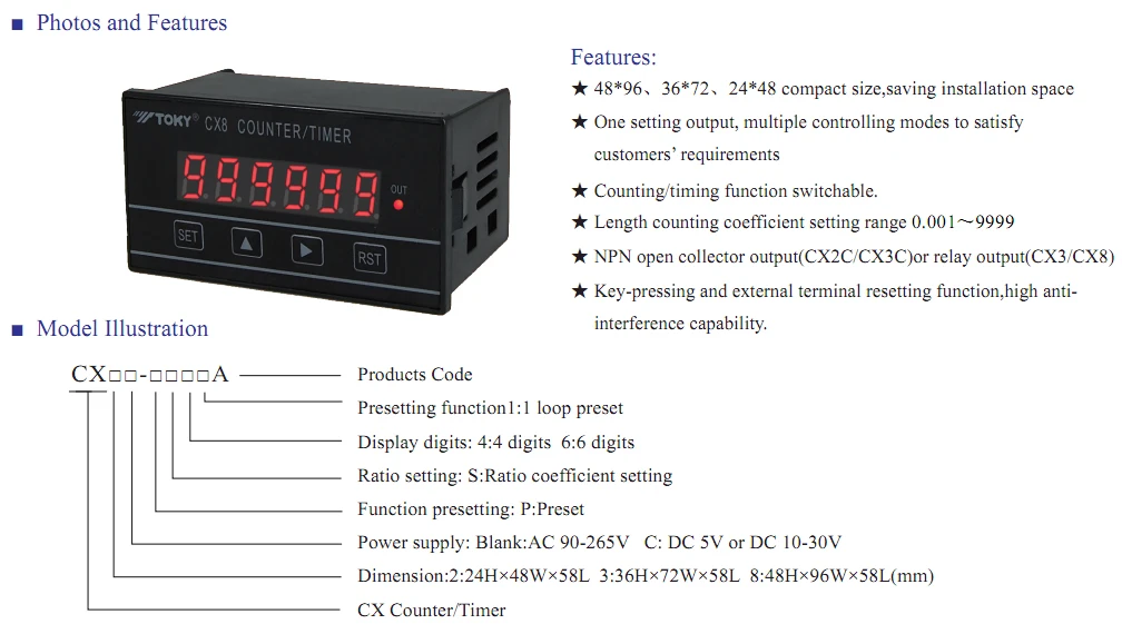 LCD Display Counter/Timer - CX Series