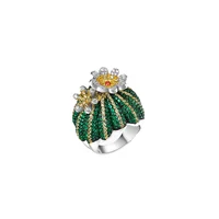 

Wholesale Cactus design CZ pave setting 925 Sterling silver rings custom jewelry for women