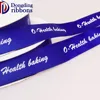 Custom logo 1" 2.5cm blue polyester printing machine printed satin ribbon wholesale