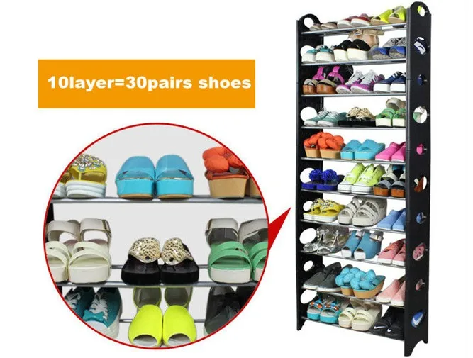 10 Tiers White 100 New Pp Plastic Shoe Rack Can Hold 30 Pairs Shoes White Non Woven Cover View Shoe Rack Doo Product Details From Yongkang Foho Sport And Leisure Co Ltd On