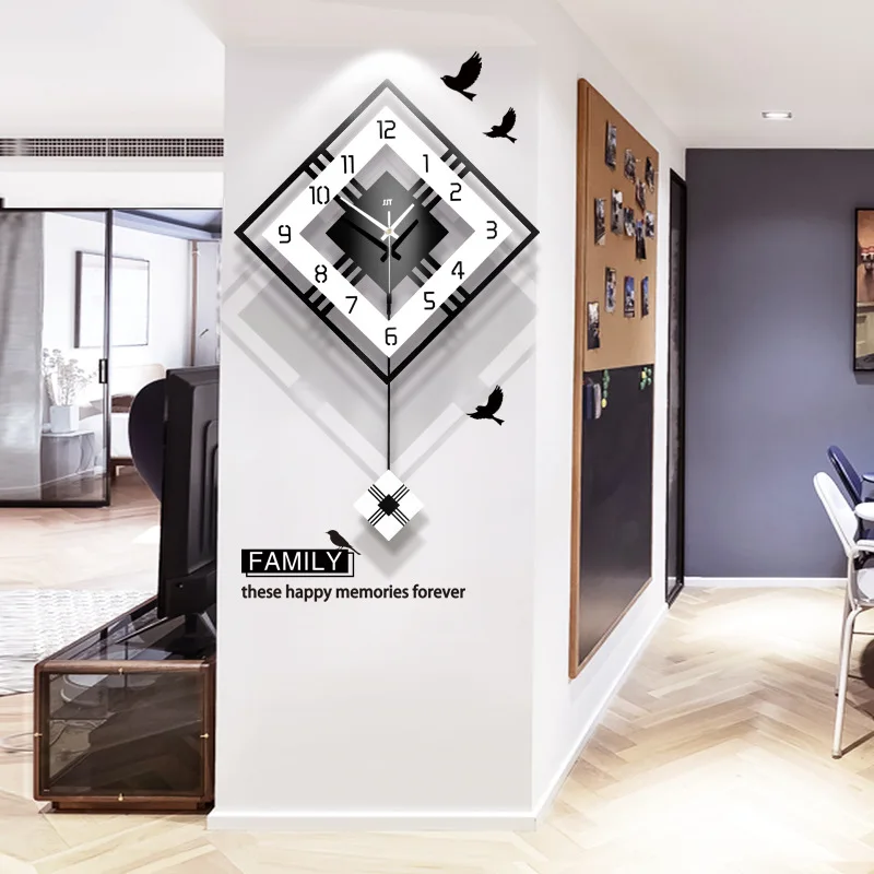 

Popular Black White Wooden Pendulum Clock House Decoration Wall Art Factory, Black , gold , white, night ligth