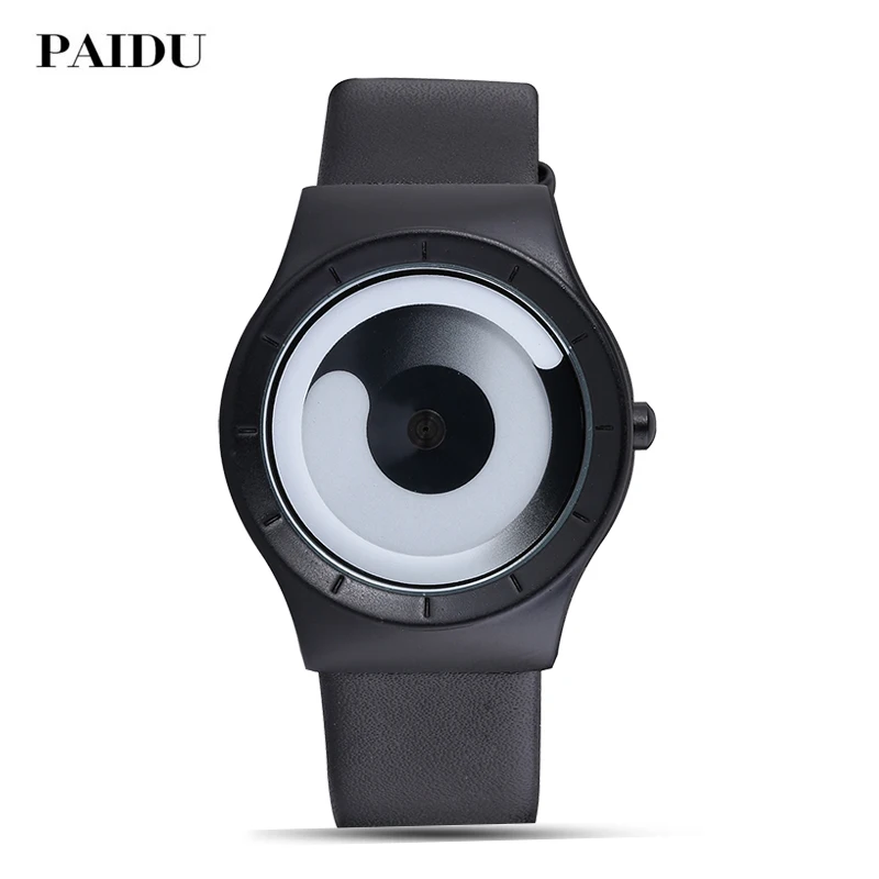 

Paidu Brand Luxury Creative Design Turntable Dial Men Casual Genuine Leather Strap Watch Women Fashion Quartz Wrist Watch Hot
