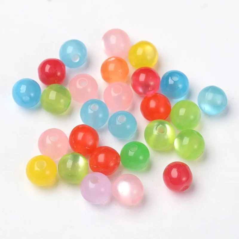 

6mm Imitated Round Cat Eye Resin Beads and Charms