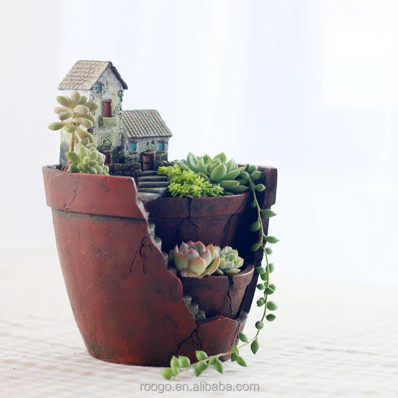 

Roogo garden decorative ceramic flower pot resin, Customized color