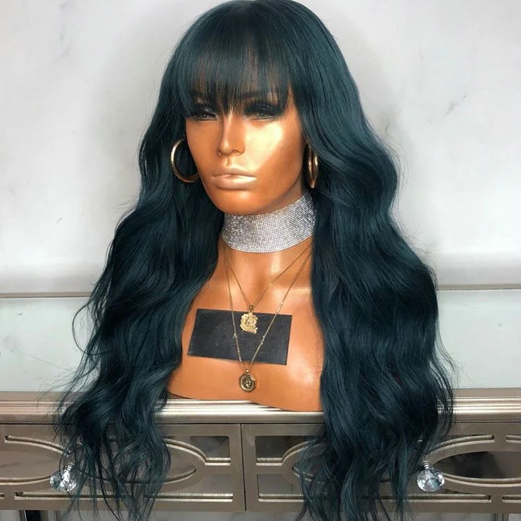 

Big Sale Straight Wave With Bang 7A Brazilian Human Hair Full Lace Wig Natura Hairline For Black Women