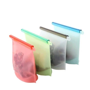 Image of Reusable Silicone Food Storage Cooking Bags with Airtight Zip Seal Colored vacuum Keep Food fresh,Baby Food Prep Sous Vide