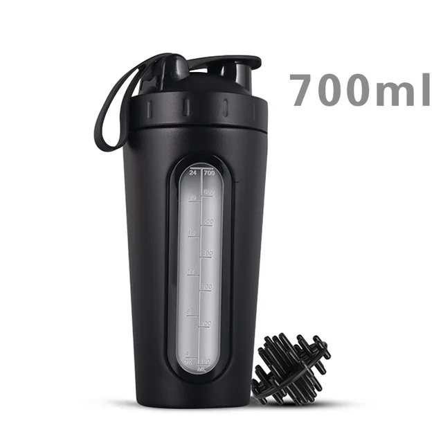 

28oz 700ml Stainless Steel Protein Shaker Bottle Safe Sports Mixer Water Bottle Shaker Cup with Visible Window Thermos