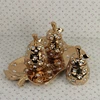 2016 new ceramic golden decoration set with porcelain three pear jar &porcelain pear plate