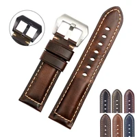 

EACHE Oil Waxed Watch Strap Leather 20mm 22mm 24mm 26mm With Black/Silver Buckle Six Colors