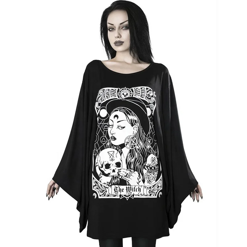 

Low MOQ hot sales new style women gothic bat sleeve dress