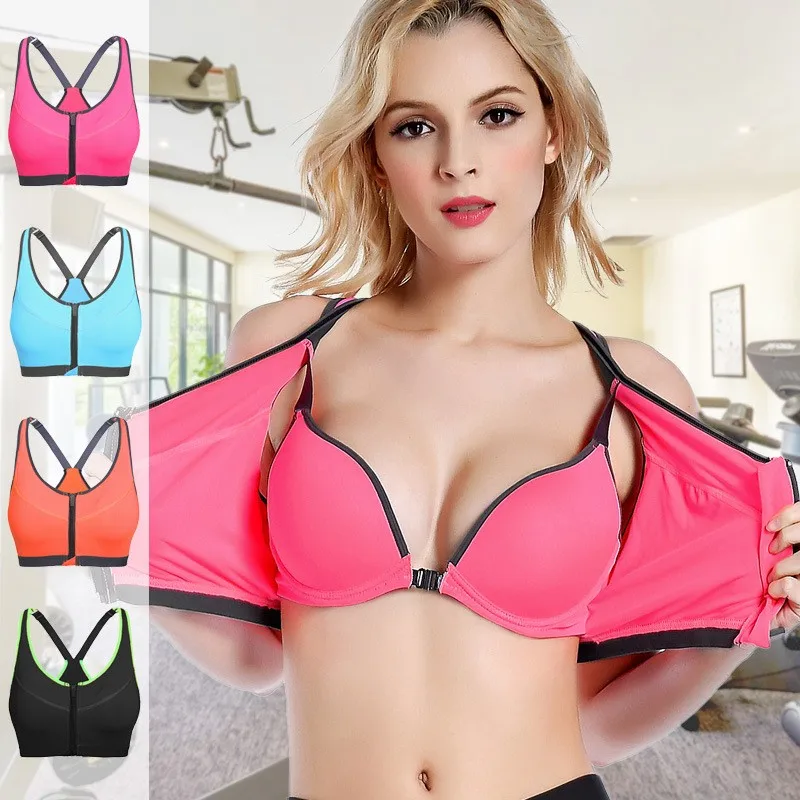 D Cup Women Fashionable Spandex Sport Wirefree Front Zipper Closure Bra Buy Front Closure Bra