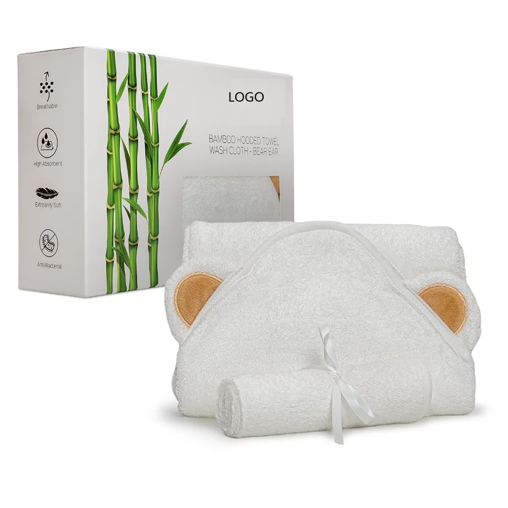 
Premium soft shower gifts custom animal unicorn elephant lion bear baby organic 100% bamboo hooded bath towel with washcloth set <span style=