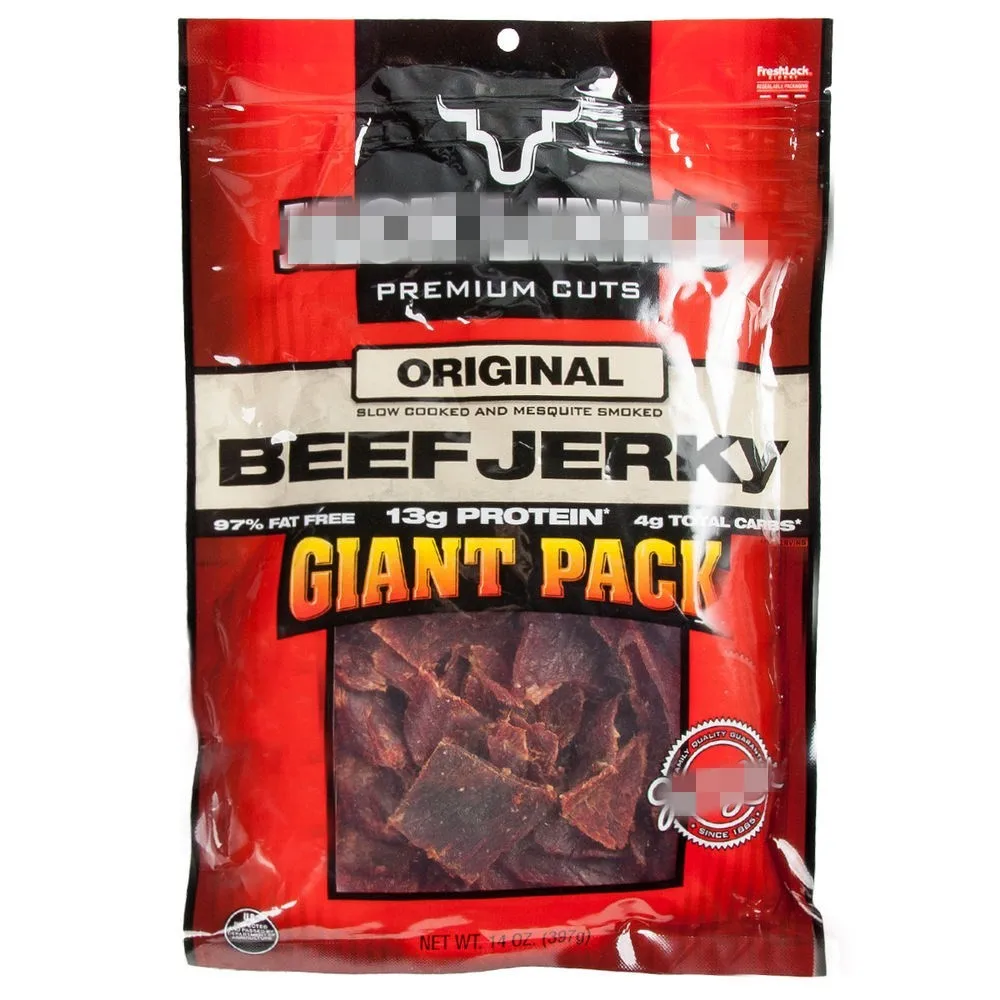 Customized Beef Jerky/dried Squids Three Side Seal Bag With Transparent