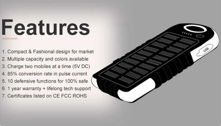 Juding Solar Charger,Fast Charging Solar Panel 3000mah 10000mah Power