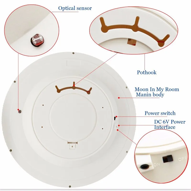 Indoor ABS Material 6 Kinds Phase of the Moon LED Wall Moon Lamp With Remote Control Relaxing Healing Moon Night Light for Kids