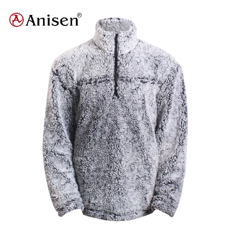

Wholesale cheap high quality pullover wear half zipper clothing plush sherpa fleece street men jacket, Custom color