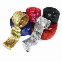 

7.5CM High quality sequin lace gold silver black sequined trimming 8rows elastic sequin lace