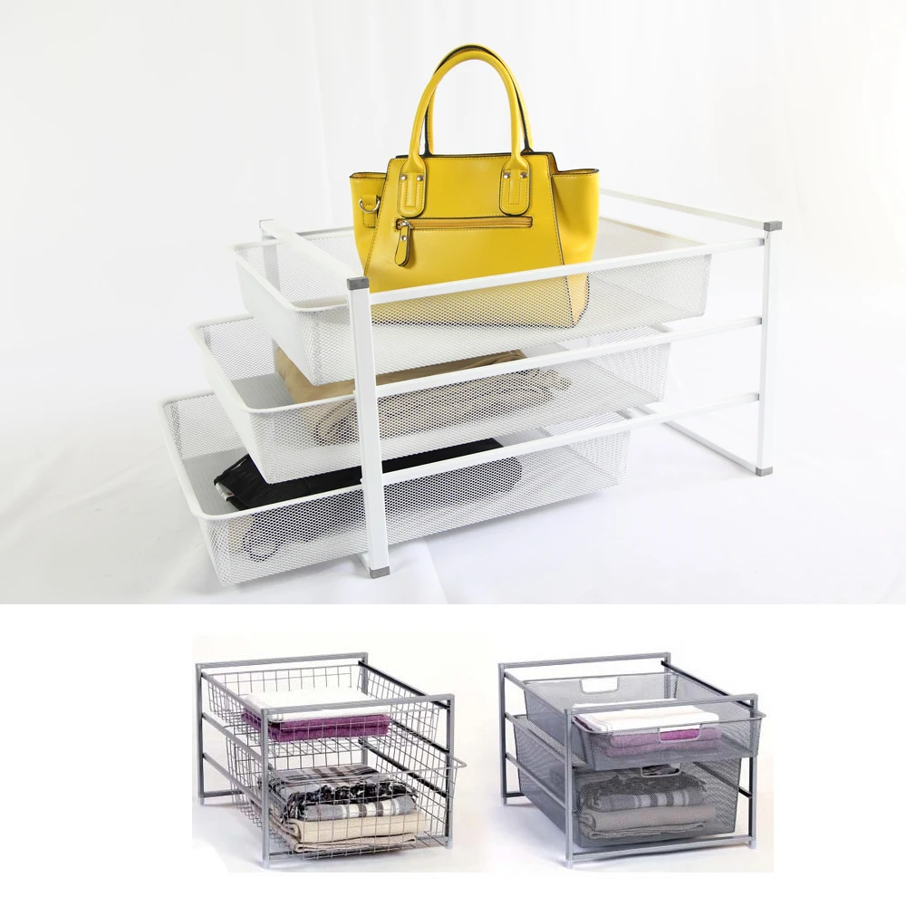 2017 Metal Wire Storage Baskets With Liners,Pull Out Sliding Basket