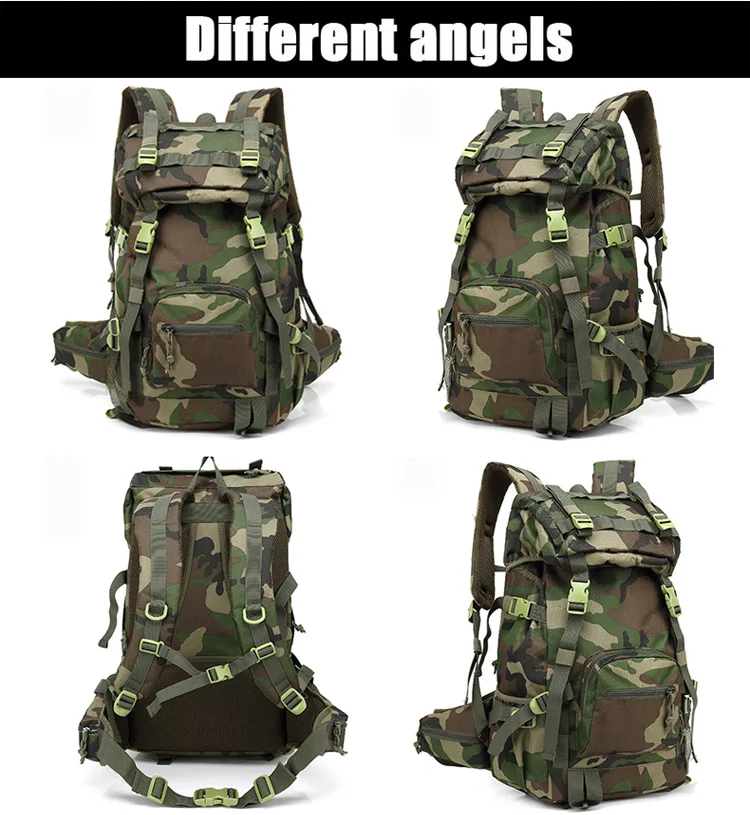 Large capacity quality military adventure outdoor durable water resistant hiking camping backpack bag for traveling