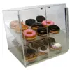Acrylic Pastry Bakery Donut Bagels Cookie Display Case for Deli Bakery Convenience Stores Display Bagel cake with Removable Tray