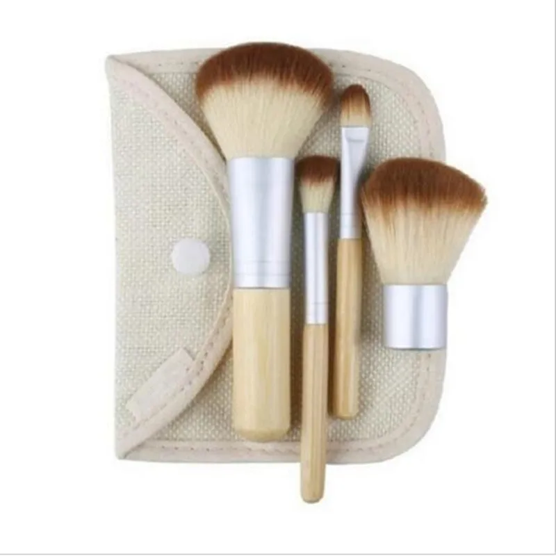

Free DHL Makeup Brushes 4Pcs Set Kit Beautiful Professional Bamboo Elaborate make Up brush Tools With Case