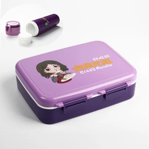 Image of LULA 1160ml 6 Compartments Leakproof Kids Lunch Set Divided Bento Box with 350ml Water Bottle and Bag