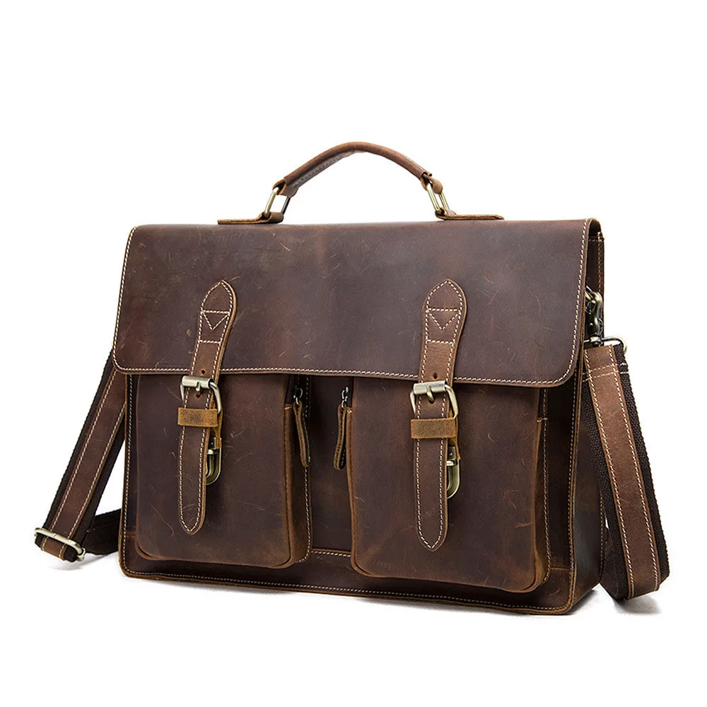 

China on line Factory Supply wholesale Vintage Men Leather Messenger Laptop Bag business Leather Briefcase
