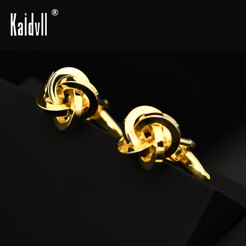 

Ready To Ship Knot Gold Plated Cufflink with Gift Box, Silver and gold color