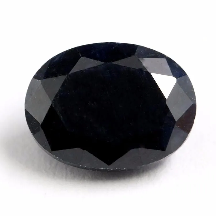 6 x 8毫米椭圆形格子刻面天然黑色蓝宝石