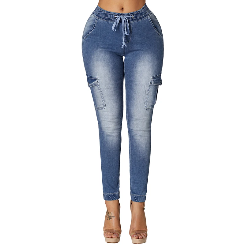 

New Fashiondusty Drawstring Ankle Pocket Denim Jeans For Women, Customized