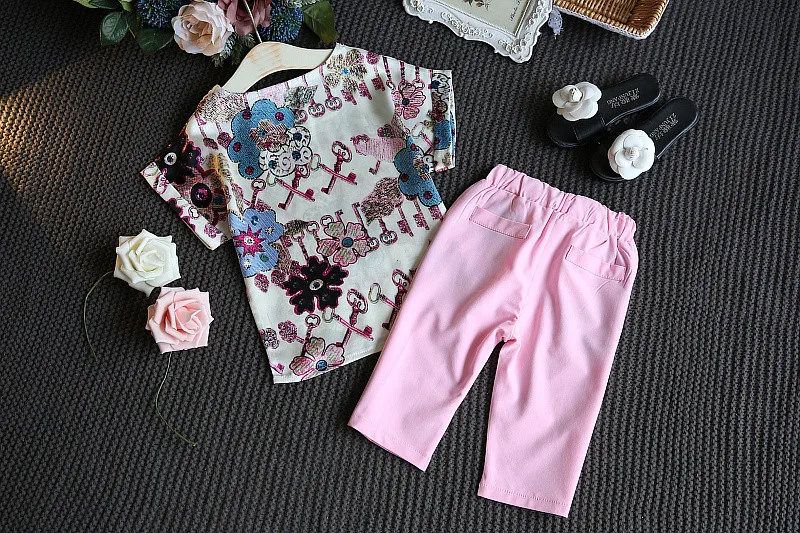 Wholesale Toddler Clothing With Messy Shortsleeved Blouse Cropped