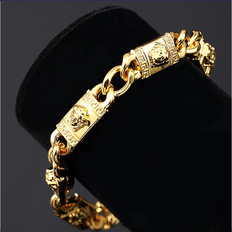 

High Quality Most Popular HipHop Style Gold Linked Medusa Bracelet For Men