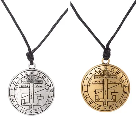 

engraved design Istria cross sign disc pendant necklace talisman of solomon lucky jewelry