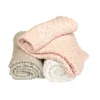 50CI98 baby blanket 100%cotton strip knit blanket white ground blue and black stripe blanket