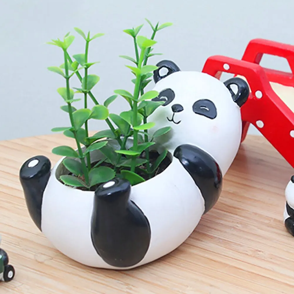 Buy Messagee Cute Panda Succulent Pots With Drainage Resin Mini